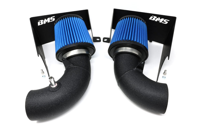 BMS Kia Stinger / Genesis G70 3.3L V6 Performance Dual Intake Intakes Burger Motorsports, Inc. Blue Filters with Matte Black Pipes No inlets (use factory turbo inlets)